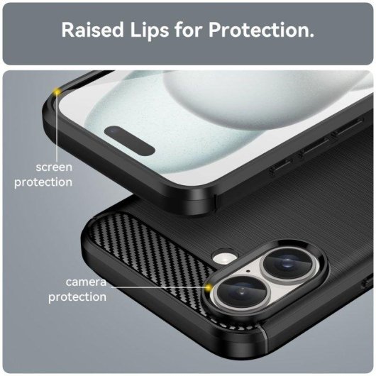 Capa para Telemóvel Max Power Digital Fibra de Carbono Antichoque Silicone Preto para iPhone 16