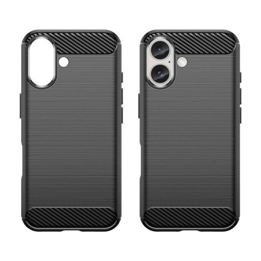 Capa para Telemóvel Max Power Digital Fibra de Carbono Antichoque Silicone Preto para iPhone 16