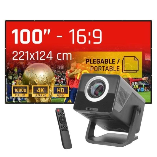 Proyector iggual FullHD 800 Lúmenes 150" Lámpara LCD Smart WiFi Portátil + Pantalla