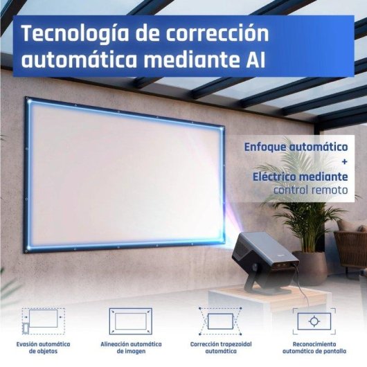 Proyector iggual FullHD 800 Lúmenes 150" Lámpara LCD Smart WiFi Portátil + Pantalla