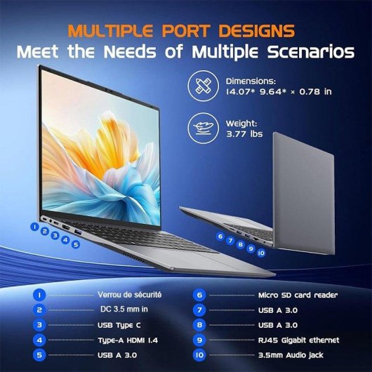 Portátil Moacreto Ul160-ty 16" Intel Core i5-8210Y 16GB 512GB SSD Windows 11 Pro