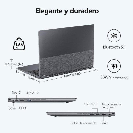 Portátil AMDEVPRO UCC-UL156-A 15,6" AMD Ryzen 3 3200U 16GB Radeon Graphics 512GB SSD Windows 11 Pro USB-C