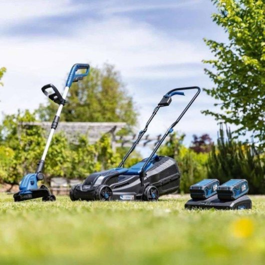 Pack Jardín Scheppach 20V IXES Cortadora y Desbrozadora 2 Baterías 4Ah