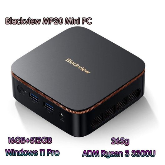 Mini PC Blackview MP20 AMD Ryzen 3 3300U 16GB 512GB SSD Vega 6 Windows 11 Pro Schwarz