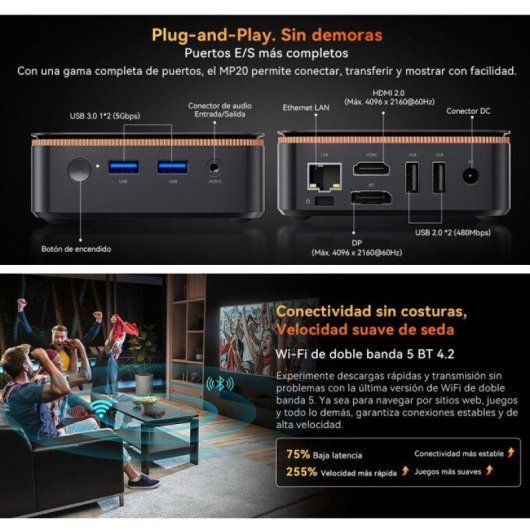 Mini PC Blackview MP20 AMD Ryzen 3 3300U 16GB 512GB SSD Vega 6 Windows 11 Pro Schwarz