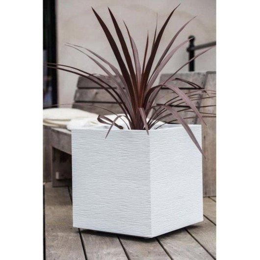 Jardinière carrée EDA Graphit 57L Blanc Cérusé Polypropylène Double Paroi Anti-UV