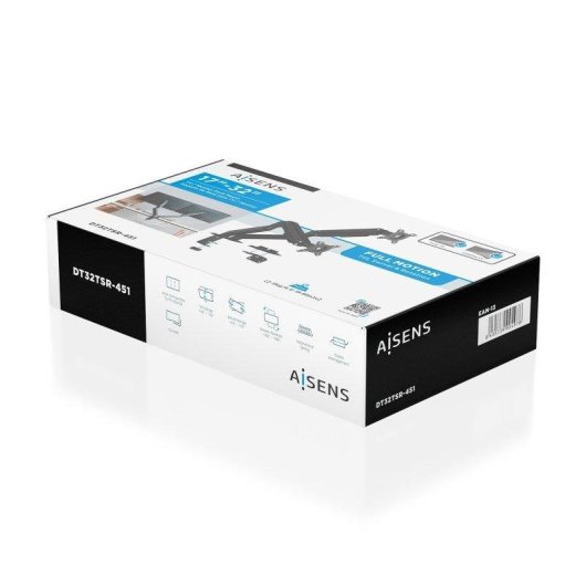 Aisens DT32TSR-451 Soporte Monitor Mesa 2 Brazos 17 a 32" VESA 75x75 a 100x100 Max 18Kg