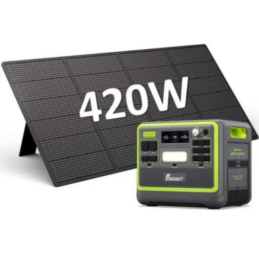 Estación de energía Fossibot F2400 2048Wh LiFePO4 13 puertos Panel solar 420W sistema UPS