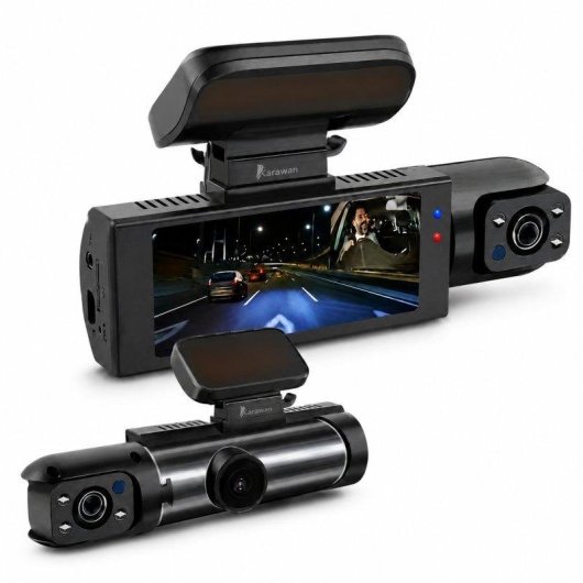 Câmara Dashcam Karawan 1296P Super HD Dupla Visão Noturna Sensor G Gravação em Ciclo
