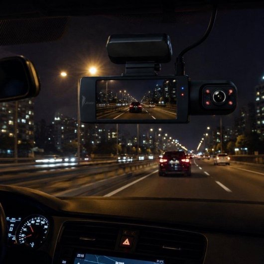 Câmara Dashcam Karawan 1296P Super HD Dupla Visão Noturna Sensor G Gravação em Ciclo