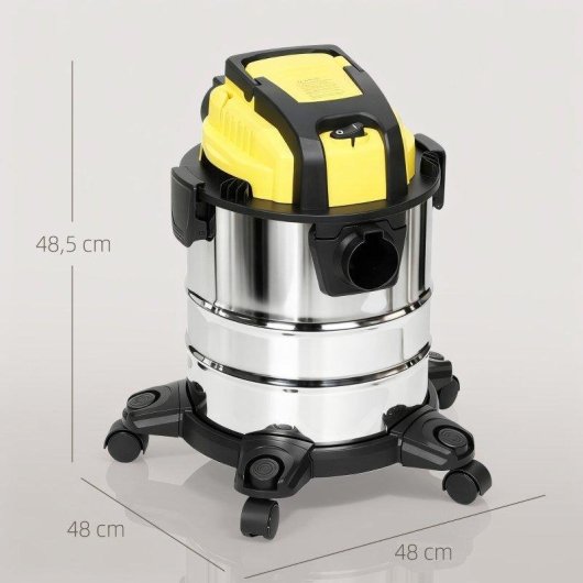 Aspirateur Industriel Welltin T3323P474537 1200W 17,5kPa 20L Triple Filtre Roues