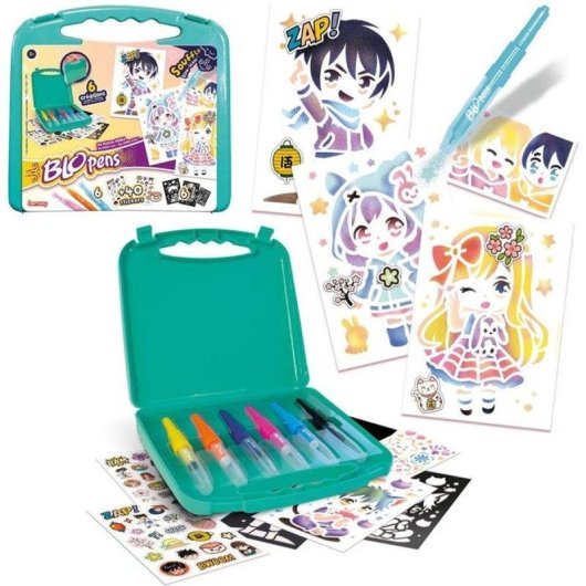 Lansay Blopens Ma Mallette Manga Kit Criativo Portátil com 6 Blopens