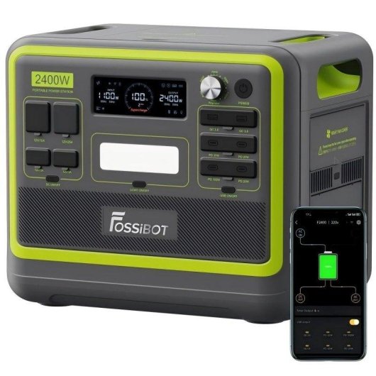 Station d’énergie Fossibot F2400 2048Wh 6 ports USB 3 AC Batterie LiFePO4 Charge solaire