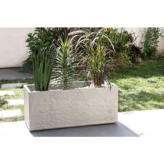Jardinière EDA Volcania 98 L Effet Pierre Beige Double Paroi Anti-UV