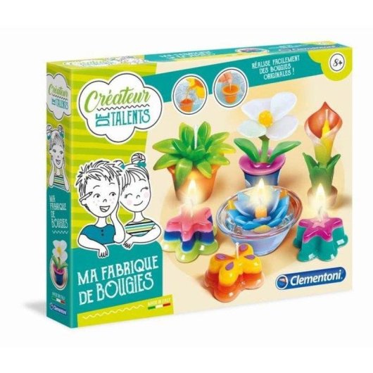 Kit de fabricação de velas Clementoni Ma Fabrique para crianças 8+ anos, 4 moldes, parafina e ceras coloridas