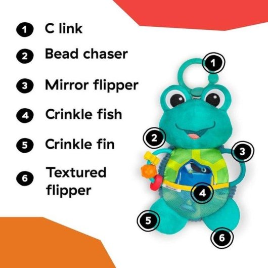 Peluche sensorial Baby Einstein Ocean Explorers Neptune 7 texturas y clip C-link