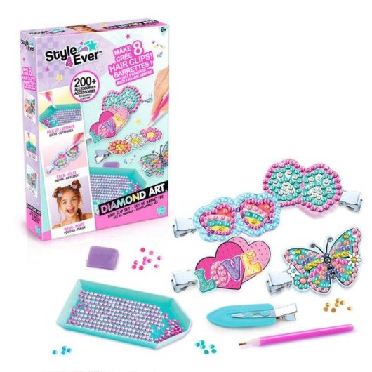 Kit Style 4 Ever Diamond Art: 8 Presilhas de Cabelo Personalizáveis com Lantejoulas