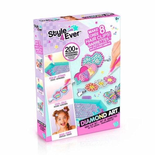 Kit Style 4 Ever Diamond Art: 8 Presilhas de Cabelo Personalizáveis com Lantejoulas