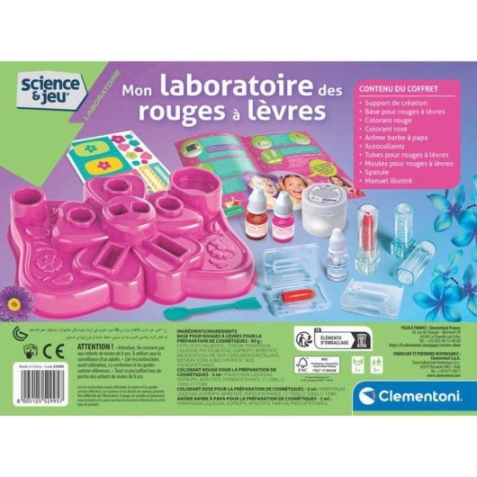 Kit science maquillage Clementoni My Lipstick Lab +8 ans, arôme et brillant