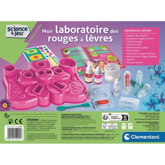 Kit science maquillage Clementoni My Lipstick Lab +8 ans, arôme et brillant