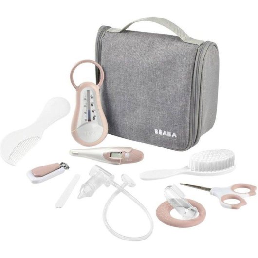 Necessaire Bambino Beaba 10 Accessori Igiene Grigio Vieux Rose
