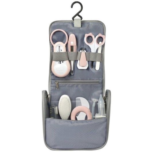 Necessaire Bambino Beaba 10 Accessori Igiene Grigio Vieux Rose