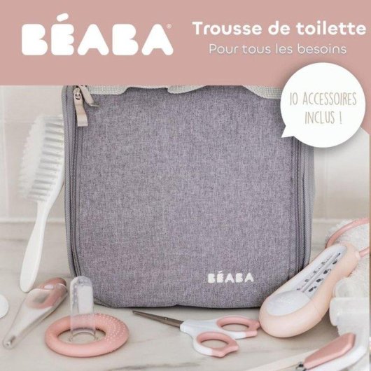 Necessaire Bambino Beaba 10 Accessori Igiene Grigio Vieux Rose