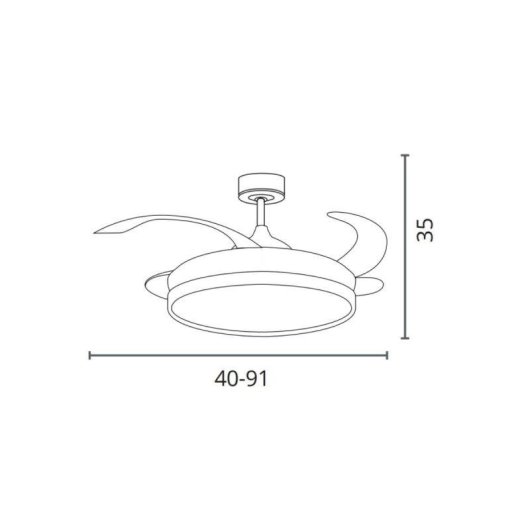 Ventilateur de Plafond avec Lumière Bel Air Home Amstrong Mini 96W 91cm 6 Vitesses Pales Rétractables Télécommande