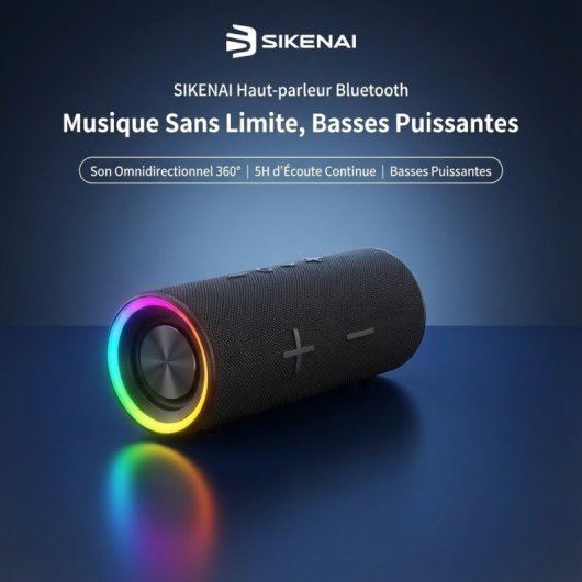 Altavoz Sikenai Portátil Bluetooth 5.2 10W con luces LED y batería 4000mAh