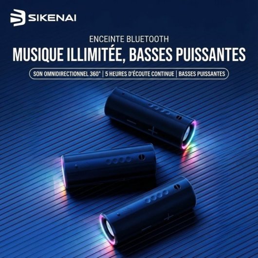 Altavoz Sikenai Portátil Bluetooth 5.2 10W con luces LED y batería 4000mAh