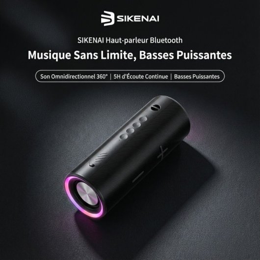 Altavoz Sikenai Portátil Bluetooth 5.2 10W con luces LED y batería 4000mAh