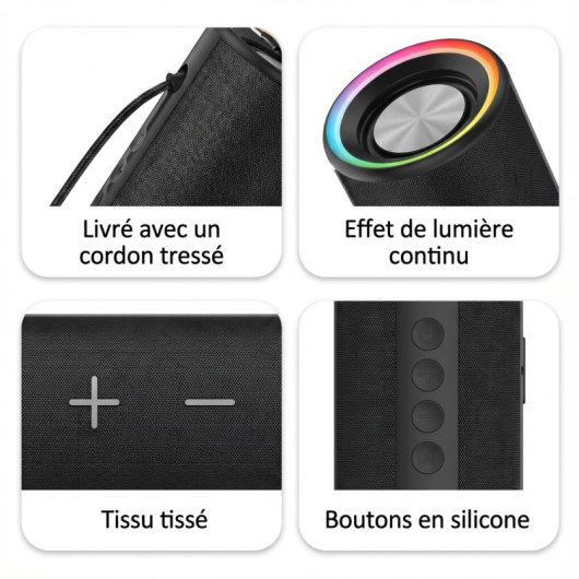 Altavoz Sikenai Portátil Bluetooth 5.2 10W con luces LED y batería 4000mAh