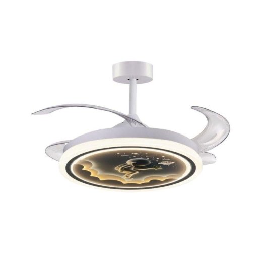 Ventilateur de Plafond avec Lumière Bel Air Home Houston Mini 96W 91cm 6 Vitesses Pales Rétractables Télécommande