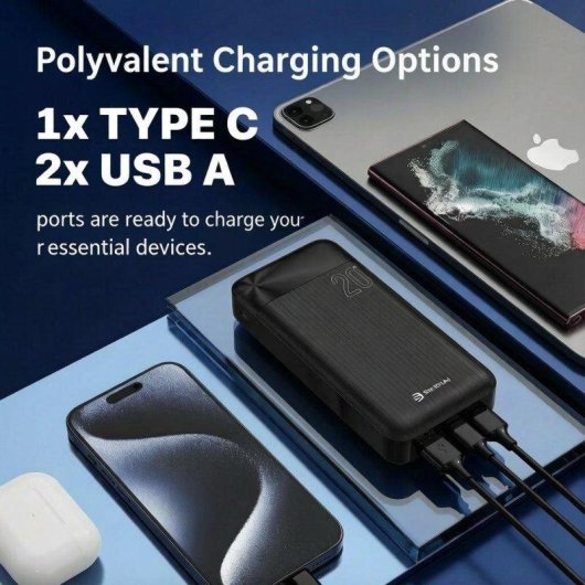 Powerbank Sikenai TSK-20 20000 mAh USB/Type-C Schwarz