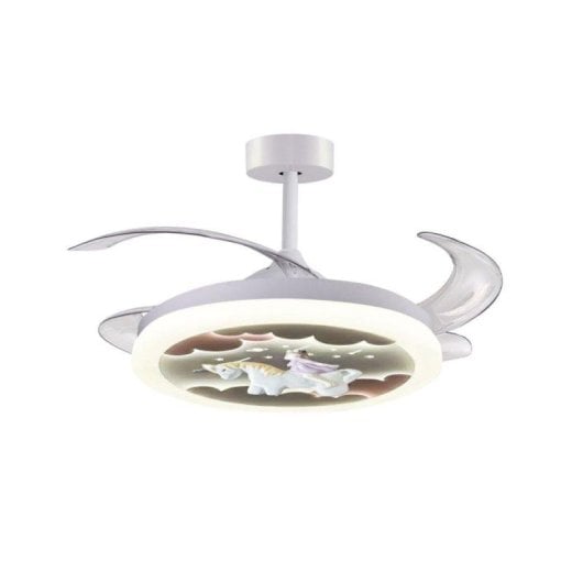 Ventilador de Techo con Luz Bel Air Home Unicornio 96W 91cm 6 Velocidades Motor DC Aspas Retráctiles Mando