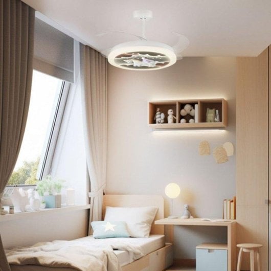 Ventilador de Techo con Luz Bel Air Home Unicornio 96W 91cm 6 Velocidades Motor DC Aspas Retráctiles Mando