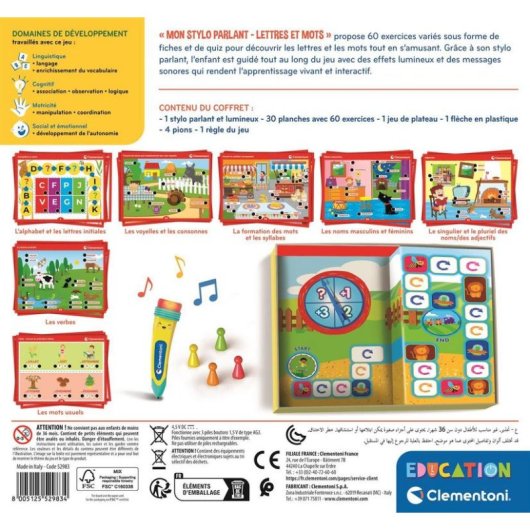 Clementoni Mon Stylo Parlant - Kit Aprendizagem Letras Palavras 60 Atividades 4-6 Anos