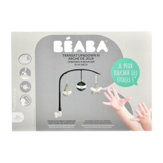 Arco de juego Beaba Up&Down III gris con 3 juguetes extraíbles y acolchado