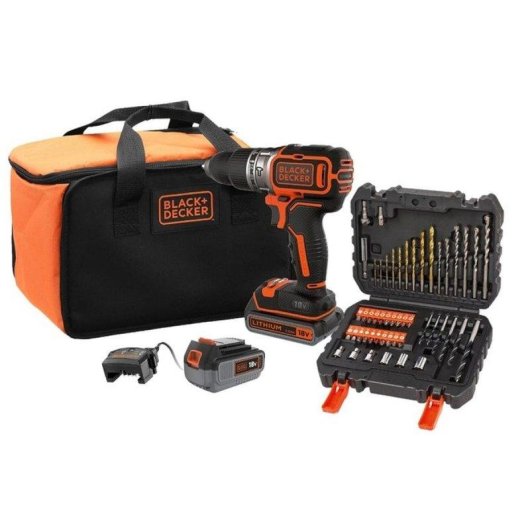 Trapano a percussione BLACK+DECKER 18V Brushless 2 Batterie Kit 50 Access.