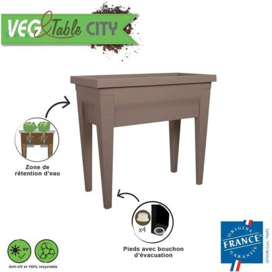 Pflanzkasten EDA Veg&Table City 57L Taupe 76x38,5x68cm