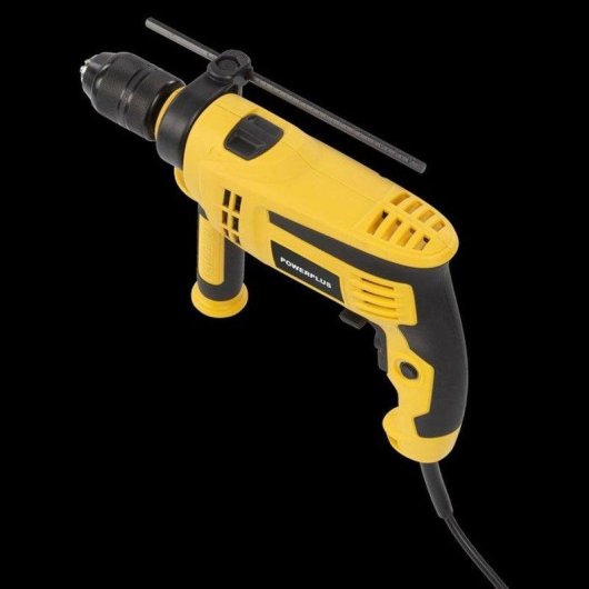 Taladro Percutor PowerPlus 1050 W con Cable, Portabrocas Sin Llave y Empuñadura Auxiliar