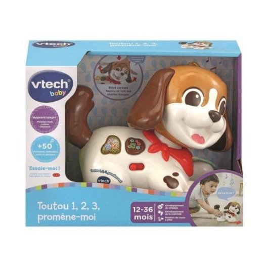 Brinquedo Interativo VTech 1,2,3 Promène-moi Cão Pelúcia 12-36 meses