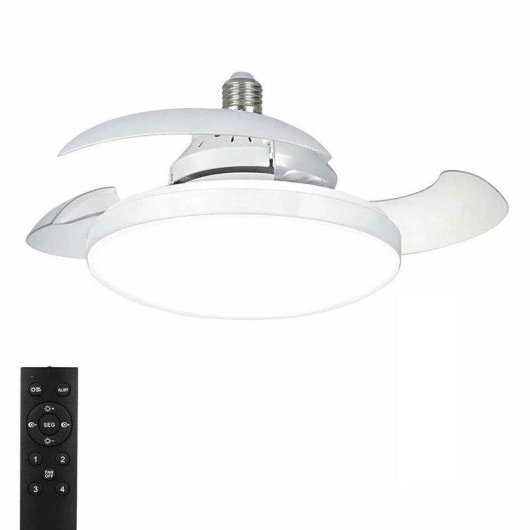 Ventoinha de Teto com Luz Karawan 40cm LED 4 Velocidades Pás Retráteis Comando