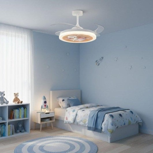 Ventilador de Techo con Luz Bel Air Home Delfín Mini 96W 91cm 6 Velocidades Motor DC Aspas Retráctiles Mando