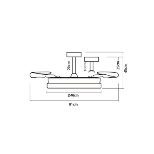 Ventilador de Techo con Luz Bel Air Home Delfín Mini 96W 91cm 6 Velocidades Motor DC Aspas Retráctiles Mando