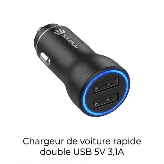 Autoladegerät USB Doppelt SIKENAI C12 3.1A Schwarz
