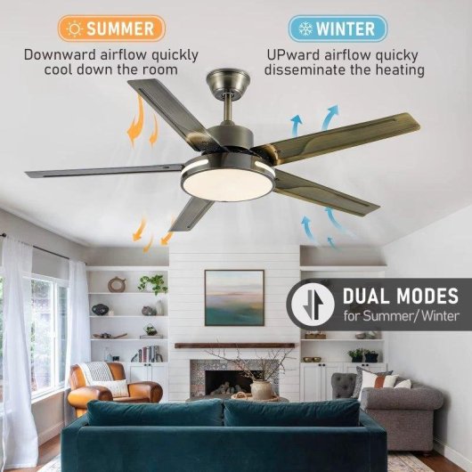 Deckenventilator mit Licht Autrucker 52'' LED 6 Stufen DC-Motor Leise Reversibel