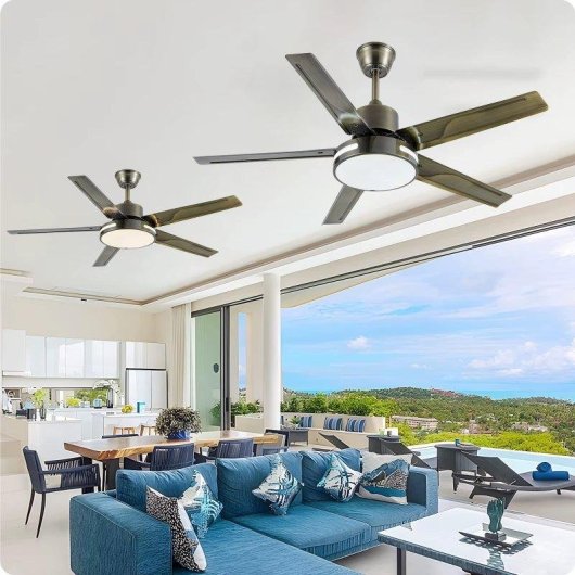 Deckenventilator mit Licht Autrucker 52'' LED 6 Stufen DC-Motor Leise Reversibel
