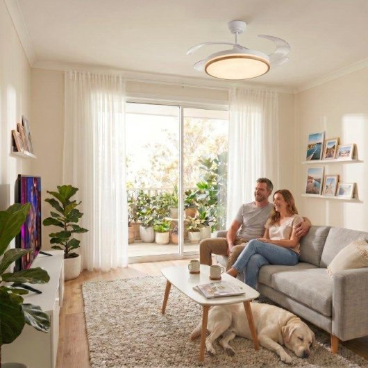 Ventilateur de Plafond avec Lumière Yatek Rubia 60W 107cm 6 Vitesses Pales Rétractables Télécommande