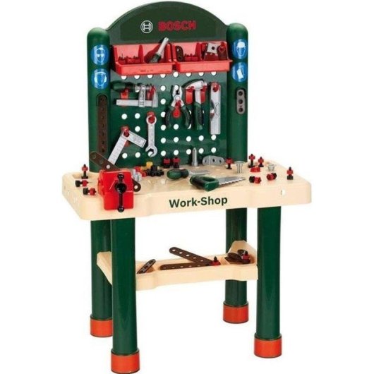 Mesa de trabalho infantil Theo Klein Bosch Work-Shop 82 acessórios